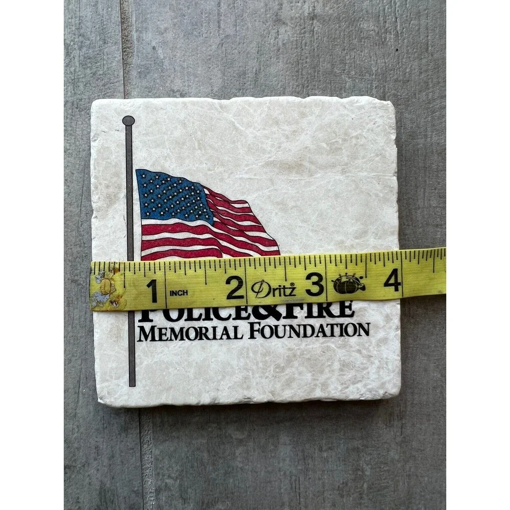 South Bay California Police & Fire Stone Cork Bottom Set of 2 Coasters NEW